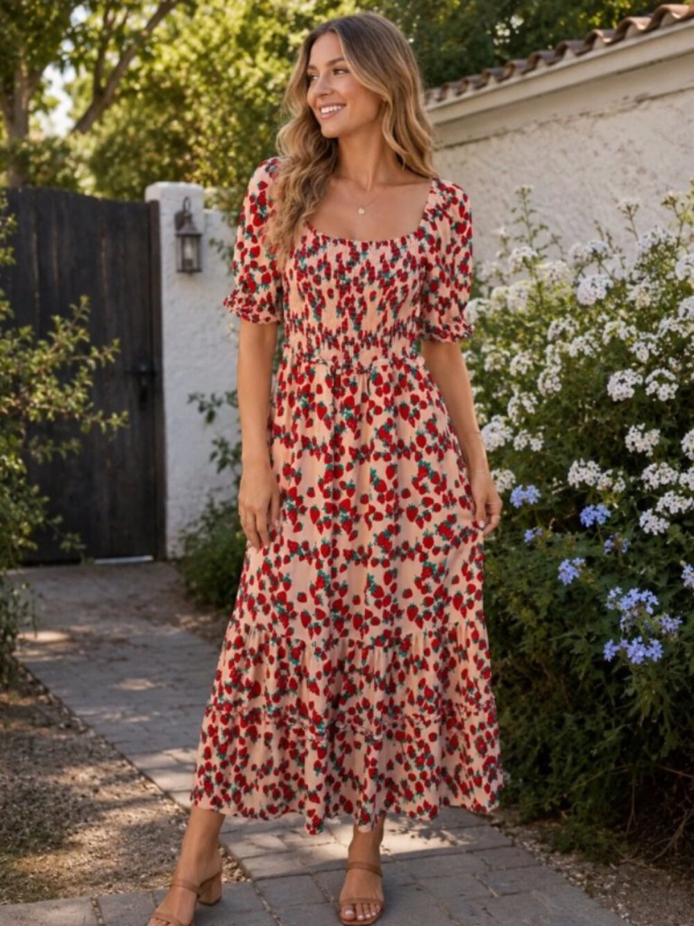 Betsy Johnson Strawberry Fields Smocked Dress - S